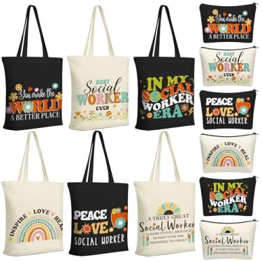 Imagem de Yaomiao 6 conjuntos de bolsas de mão social e bolsas de cosméticos para mulheres, novidade, bolsas de ombro de lona, bolsa com zíper, agradecimento, presentes de agradecimento, para trabalho social