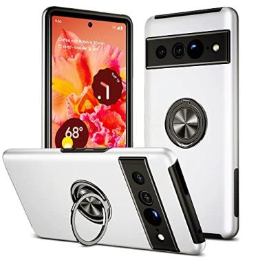 Imagem de SORAKA Capa para Google Pixel 7 Pro com suporte de anel invisível e placa de metal para montagem magnética em carro Capa rígida para PC Capa Google Pixel 7 Pro Capa resistente de nível militar