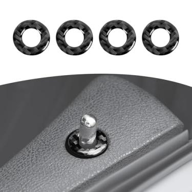 Imagem de RT-TCZ Para pinos de trava de porta de carregador, acabamento de tampa de interruptor adequado para Dodge Charger 2011-2023 acessórios interiores de fibra de carbono preto, 4 peças