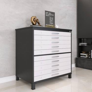 Imagem de Mapoteca 10 Gavetas 120,4cm X 122,3cm Aço Preto/Branco