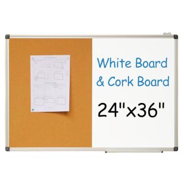 Imagem de New PUTE Quadro branco e quadro de cortiça (natural, 91 x 61 cm), moldura de alumínio, Nützlich für schulen, das büro und den haushalt, alle möglichen umgebung