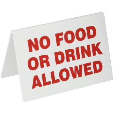 Imagem de Accuform Placa de mesa de plástico estilo tenda PAT232, "SEM comida ou bebida permitida/Thank You for NOT Smoking", 8,8 cm de altura x 12,7 cm de largura, vermelha no branco