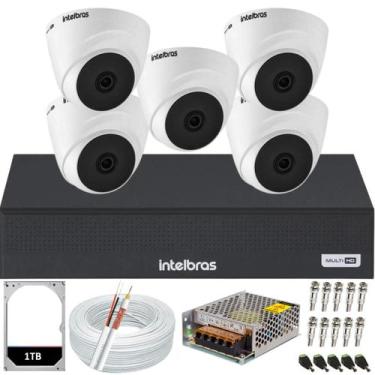 Imagem de Kit 5 Câmeras de Segurança Dome 1120d Dvr Intelbras 8 Canais Hd 1Tb