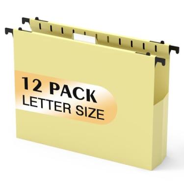 Imagem de Pastas de arquivo suspensas de plástico com capacidade extra, pacote com 12 pastas suspensas reforçadas, pastas de arquivos resistentes para arquivamento para arquivos em massa/gráficos médicos