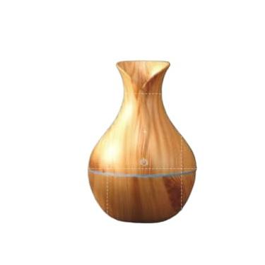 Imagem de Umidificador De Ar Pequeno Ultrassonico Tipo Madeira – Ar Difusor Eletrico, Design Vaso Com Luzcolorido, Aromatizador(2 Unidades vaso Marrom Claro)