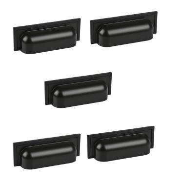 Imagem de Kit 5 Puxador Plymouth Zen Preto Fosco Concha Zp5420.24