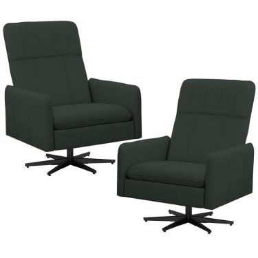 Imagem de Kit 2 Poltronas Decorativa Giratória Retrátil Reclinável Lutor L06 Couro Verde Escuro - Lyam Decor