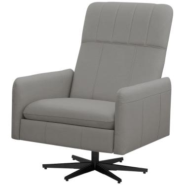 Imagem de Poltrona Decorativa Giratória Retrátil Reclinável Lutor L06 Couro Cinza Claro - Lyam Decor