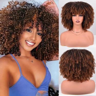 Imagem de Peruca sintética Vitorish Curly Afro 30cm c/ Bangs 280g Cosplay