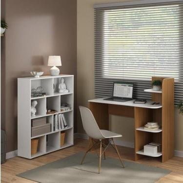 Imagem de Conjunto Escrivaninha Link e Estante Book com Diversos Nichos - Artely