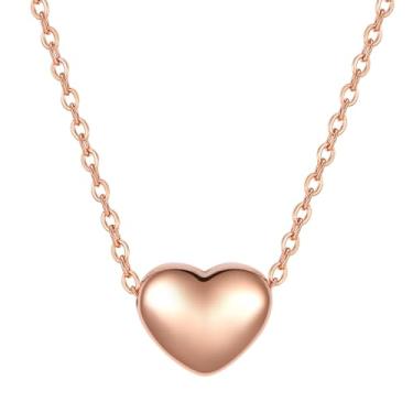 Imagem de MiiFort Colar com pingente de coração simples, presente de aniversário, para mulheres, filha, neta, avó, família, ouro rosa, prata, ouro, aço inoxidável, One Size, Aço inoxidável, Sem Pedra Preciosa