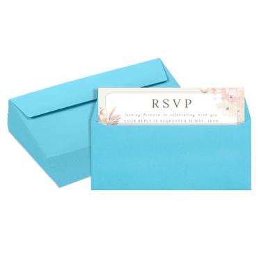 Imagem de Envelopes azuis #9, pacote com 50, envelopes coloridos tamanho carta 9 x 21 cm, envelopes de negócios para cartões, convites, férias, cartões postais, presentes, papel de 14,5 kg, envelopes coloridos