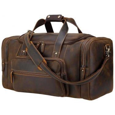 Imagem de Bolsa de Viagem Masculina Clássica de Couro 42L, POLARE , Marrom