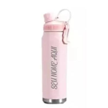 Imagem de Garrafa Térmica Estilo Personalizada 800ml Logo Nome Time (Rosa)