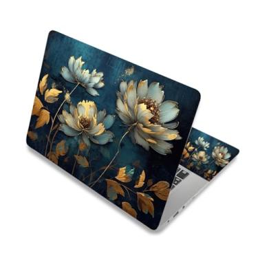 Imagem de ARTSO Adesivo para laptop de 15 a 15,6 polegadas, adesivo de vinil macio universal para 12,1 13 13,3 14 14 15,4 polegadas Laptop Netbook Notebook Art Case protetor, flor dourada