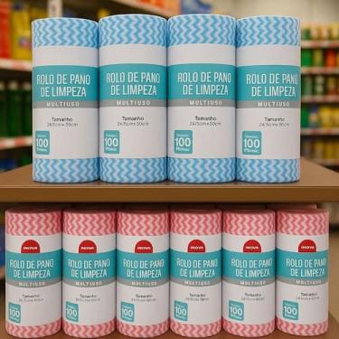 Imagem de Kit com 2 Rolos de Pano de Limpeza Multiuso 100 Folhas Cada Reutilizáv