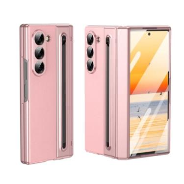 Imagem de HOULEE Capa para Samsung Galaxy Z Fold 6 com protetor de tela integrado e proteção de dobradiça e S Pen, capa protetora de couro premium com tudo incluído para Galaxy Z Fold 6 - Rosa