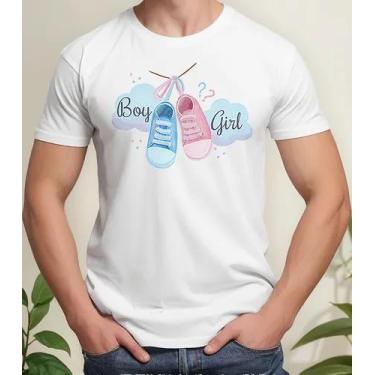 Imagem de Camiseta Camisa Algodão Feminina Masculina Adulto Chá Revelação Boy ou