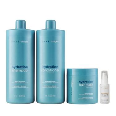 Imagem de Braé Stages Hydration Shampoo 1L + Condicionador 1L + Máscara 500g + Ó