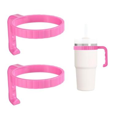 Imagem de 2 peças de alça para copo Stanley Quencher H2.0 Flowstate, 400 ml, acessório de alça antiderrapante, melhor aderência, suporte de copo de carro, adequado para acessórios de copo (rosa)