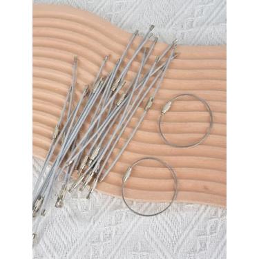 Imagem de 20 chaveiros de fio de aço inoxidável, anéis de laço de cabo de 15 cm, chaveiro de cabo para pendurar etiquetas de identificação e etiquetas de bagagem