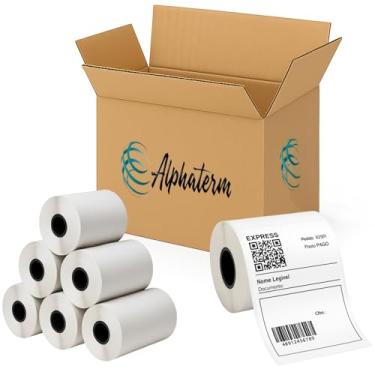 Imagem de Etiqueta Térmica 10x15 E-commerce 100x150 Cor Branco Zebra Com Serrilha Alphaterm 5 Rolos