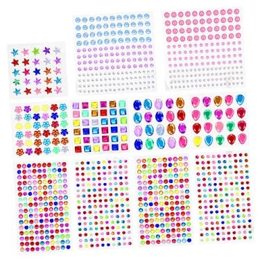 Imagem de Adesivos de strass acrílico para rosto faça você mesmo, adesivos autoadesivos, cores vibrantes e seguras