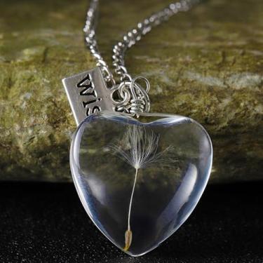 Imagem de Colar de dente-de-leão, faça um desejo, presentes de dente-de-leão, colares de flores reais para mulheres e homens, One Size, Aço inoxidável, Sem Pedra Preciosa