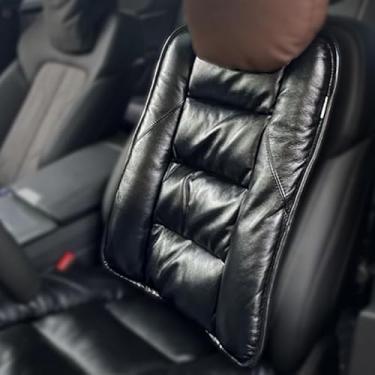 Imagem de Almofada de assento de carro de couro genuíno (preto brilhante, encosto)