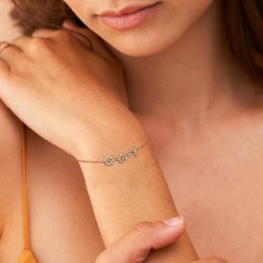 Imagem de Pulseira feminina banhada a ouro delicada margarida charmosa joia simples artesanal minimalista para ela