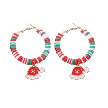 Imagem de Brincos de Natal para mulheres, meias de floco de neve, chapéu, brincos pendurados, roupas de Natal, acessórios de bijuteria, 2inch, Liga de aço, Sem pedra preciosa