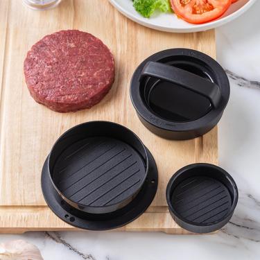 Imagem de Molde antiaderente para hambúrguer, máquina de hambúrguer, carne bovina, queijo, vegetariano, hambúrguer para grelha, churrasco, churrasco (preto)