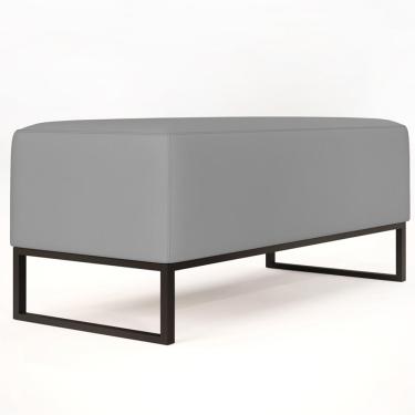 Imagem de Puff Decorativo Para Sala de Estar Cléo W01 Base de Ferro 90 cm Suede Cinza - Lyam Decor