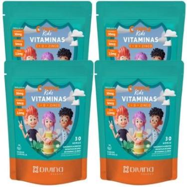Imagem de COMBO 4 C-TRIPLE KIDS VITAMINAS C + D + ZINCO 30 GOMAS CADA TOTAL 120 GOMAS LARANJA – DIVINA-Unissex