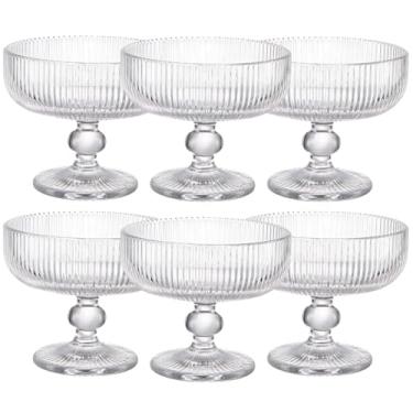 Imagem de Conjunto de 6 Taças em Vidro - Jogo Canelado para Sobremesa, 320ml