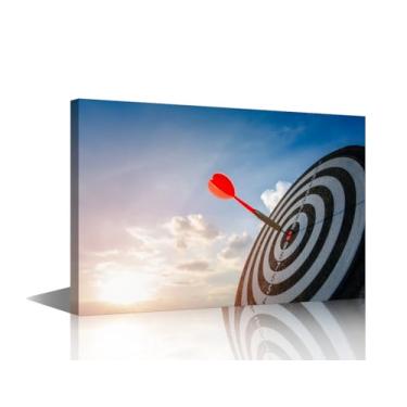 Imagem de Arte de parede quadro de dardos imagens de parede para sala de estar sucesso atingindo alvo pintura em tela escritório decoração de parede positivo masculino quarto arte de parede arte moderna