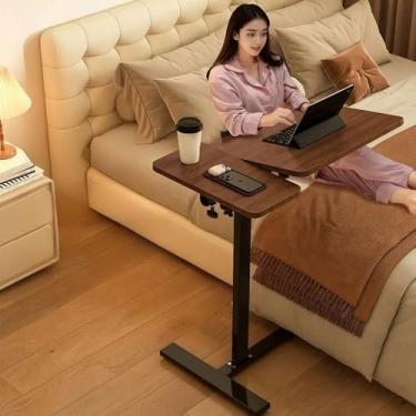 Imagem de SilqueSense Mesa com rodinhas de altura ajustável, mesa de estudo dobrável para quarto, mesa de cabeceira e mesa de escritório em casa