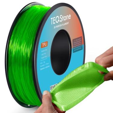 Imagem de TEQStone Filamento TPU 1,75 mm carretel verde 1 kg 95A filamento flexível macio para impressora 3D diâmetro consistente +/-0,03 mm no pacote a vácuo