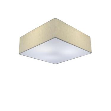 Imagem de Plafon Quadrado Md-3050 Cúpula em Tecido 40x40X12cm Linho Bege - Bivol