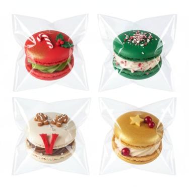 Imagem de JCXGRVC 100 unidades de sacos de macaron transparentes de 8,5 x 8,5 cm, sacos de minério cobertos de chocolate, saco de biscoitos, celofane, para doces de morangos, pequenos presentes, lembrancinhas