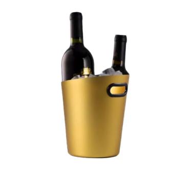 Imagem de Novo balde de gelo inclinado de aço inoxidável, balde de champanhe estilo europeu, balde de gelo bar Ktv, ornamentos decorativos de balde de cerveja doméstico (ouro rostado)