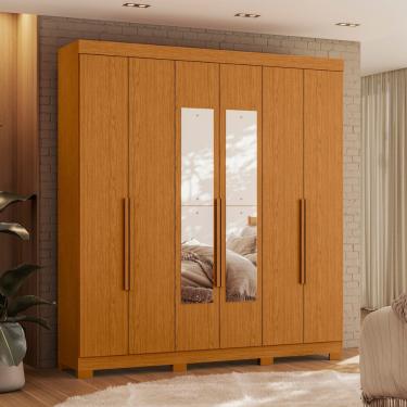Imagem de Guarda Roupa Casal com Espelho 6 Portas Vinci Albatroz - Cinamomo