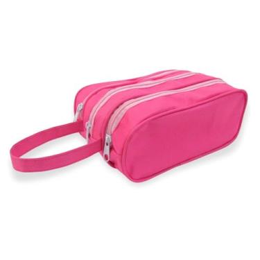 Imagem de Estojo Big Triplo com 3 Compartimentos, Material Resistente, Rosa