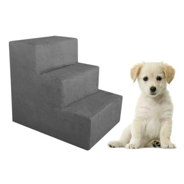 Imagem de Escada Pet Para Cães E Gatos Veludo Cinza Dal Poz Estofados