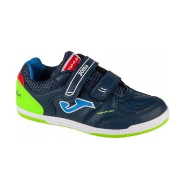 Imagem de Chuteira de Futsal Joma Top Flex Infantil Velcro Marinho/Verde Tamanho 30