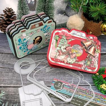 Imagem de Alinacutle Cut Dies, caixa de sombra/bilhete/placa de fundo de estrela, corte de metal, corte de metal, para embalagem de presentes, artesanato, artesanato, faça você mesmo, festival de aniversário