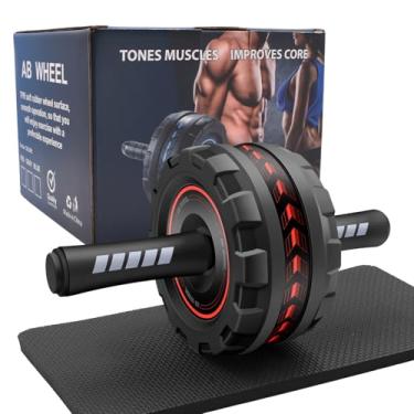 Imagem de FEELCAT Roda de rolo abdominal, roda larga estável para iniciantes, homens, mulheres, equipamento de treino abdominal para academia em casa com joelheira, roda abdominal para treinamento de força de