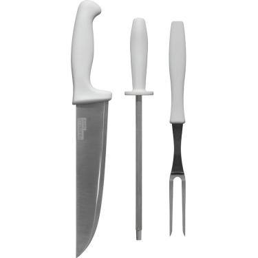 Imagem de Kit Jogo De Faca Inox Para Churrasco Profissional 3 Peças