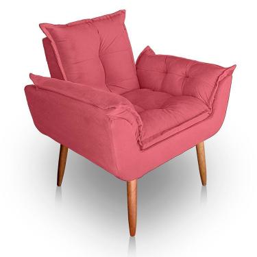 Imagem de Poltrona Para Sala E Quarto Decorativa Opala Suede Cor Rosa