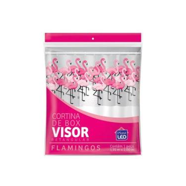 Imagem de Cortina de Box para Banheiro Vinil Com Visor Retangular 1,35x2m Estamp